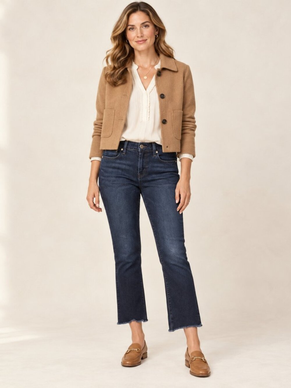 PAIGE Manhattan Lana Dark Wash Bootcut Crop Raw Hem Jeans Size 28